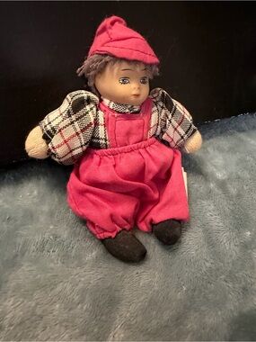 GANZ Pink-Clad Cloth Doll with Plaid Sleeves
